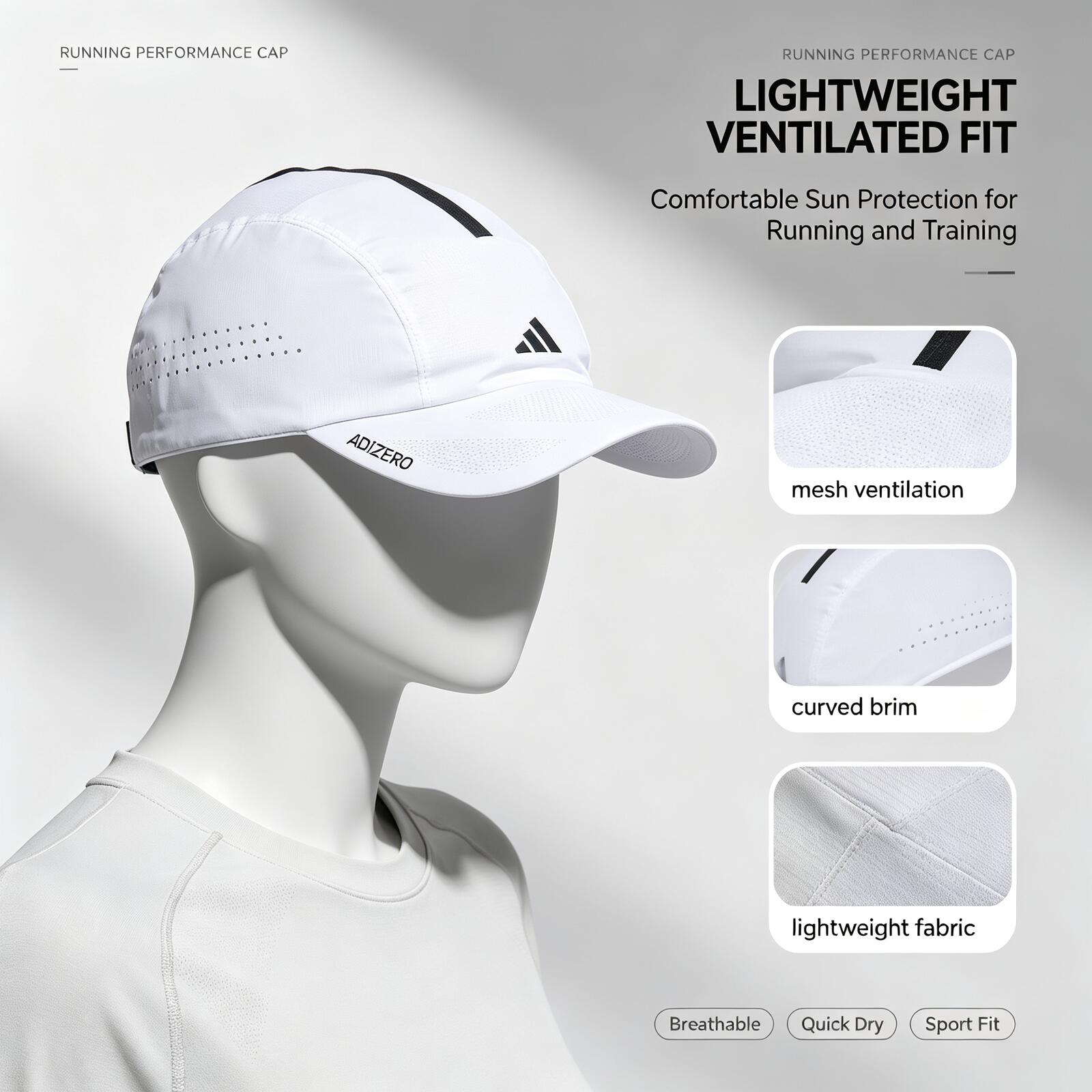 Adidas White Running Cap Light - Running Cap Mesh ulasan dan harga